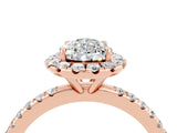 Rose gold Pear Cut Halo Round Diamond Pavé Band Four-Prong Ring_16