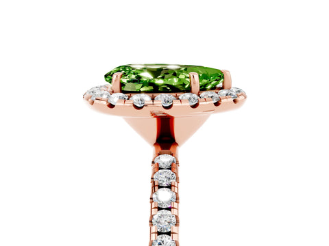 Rose gold Pear Cut Halo Round Diamond Pavé Band Four-Prong Ring_17