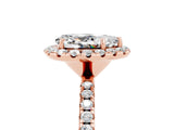 Rose gold Pear Cut Halo Round Diamond Pavé Band Four-Prong Ring_17