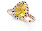 Rose gold Pear Cut Halo Round Diamond Pavé Band Four-Prong Ring_1