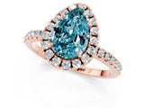 Rose gold Pear Cut Halo Round Diamond Pavé Band Four-Prong Ring_1