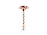 Rose gold Pear Cut Halo Round Diamond Pavé Band Four-Prong Ring_2
