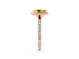 Rose gold Pear Cut Halo Round Diamond Pavé Band Four-Prong Ring_2
