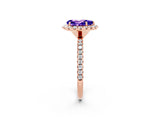 Rose gold Pear Cut Halo Round Diamond Pavé Band Four-Prong Ring_2