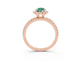 Rose gold Pear Cut Halo Round Diamond Pavé Band Four-Prong Ring_3