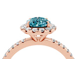 Rose gold Pear Cut Halo Round Diamond Pavé Band Four-Prong Ring_4