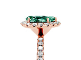Rose gold Pear Cut Halo Round Diamond Pavé Band Four-Prong Ring_5