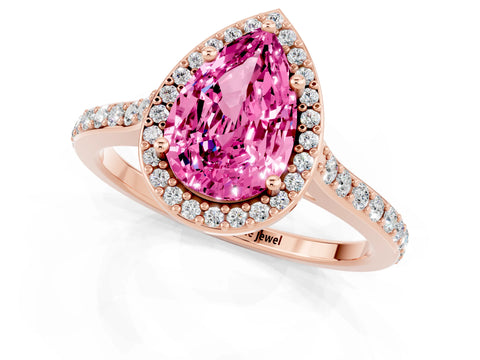 Rose gold Pear Cut Halo Round Diamond Pavé Band with Four-Prong Setting_1