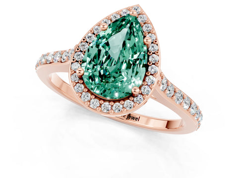 Rose gold Pear Cut Halo Round Diamond Pavé Band with Four-Prong Setting_1