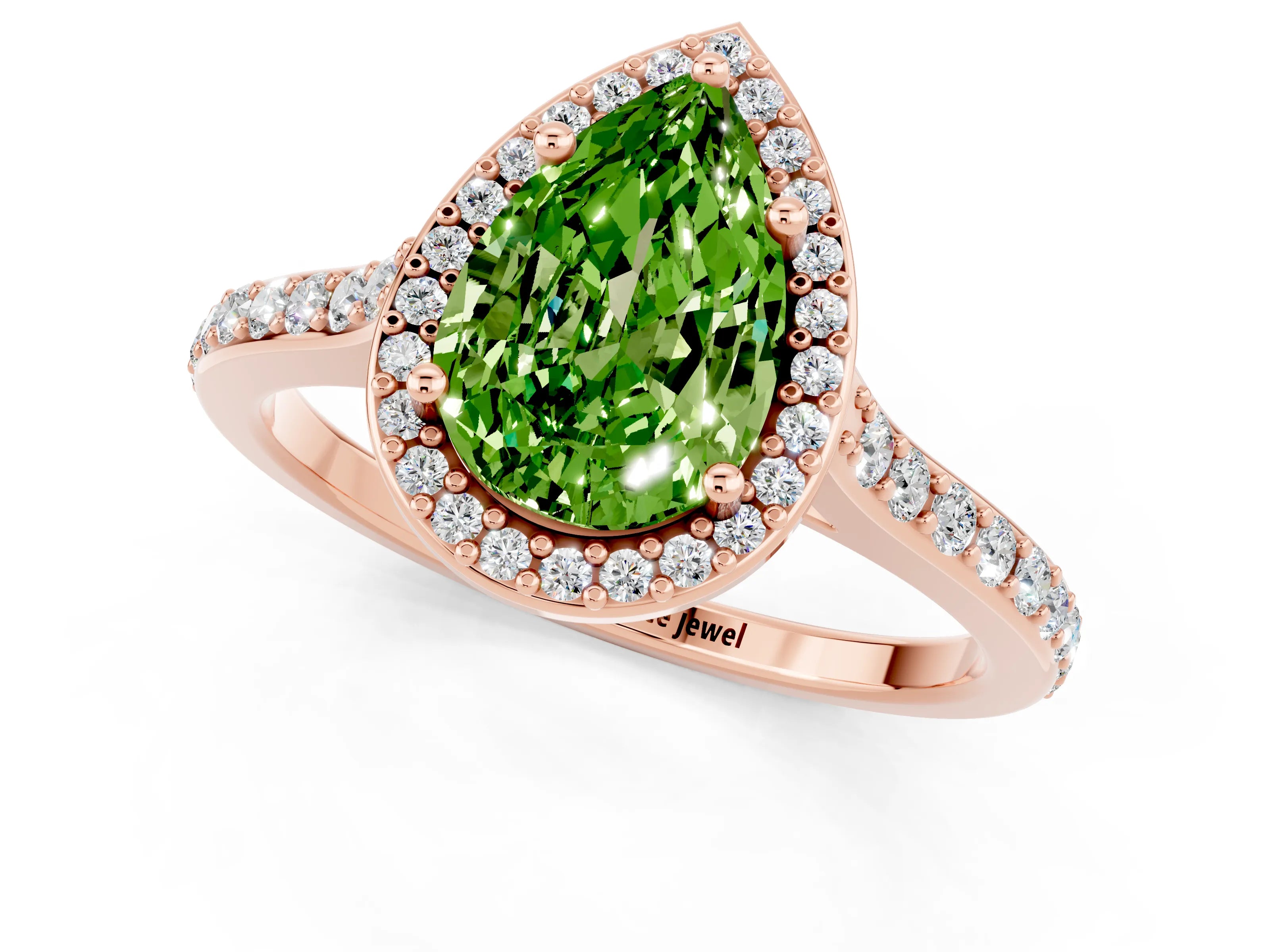 Rose gold Pear Cut Halo Round Diamond Pavé Band with Four-Prong Setting_1
