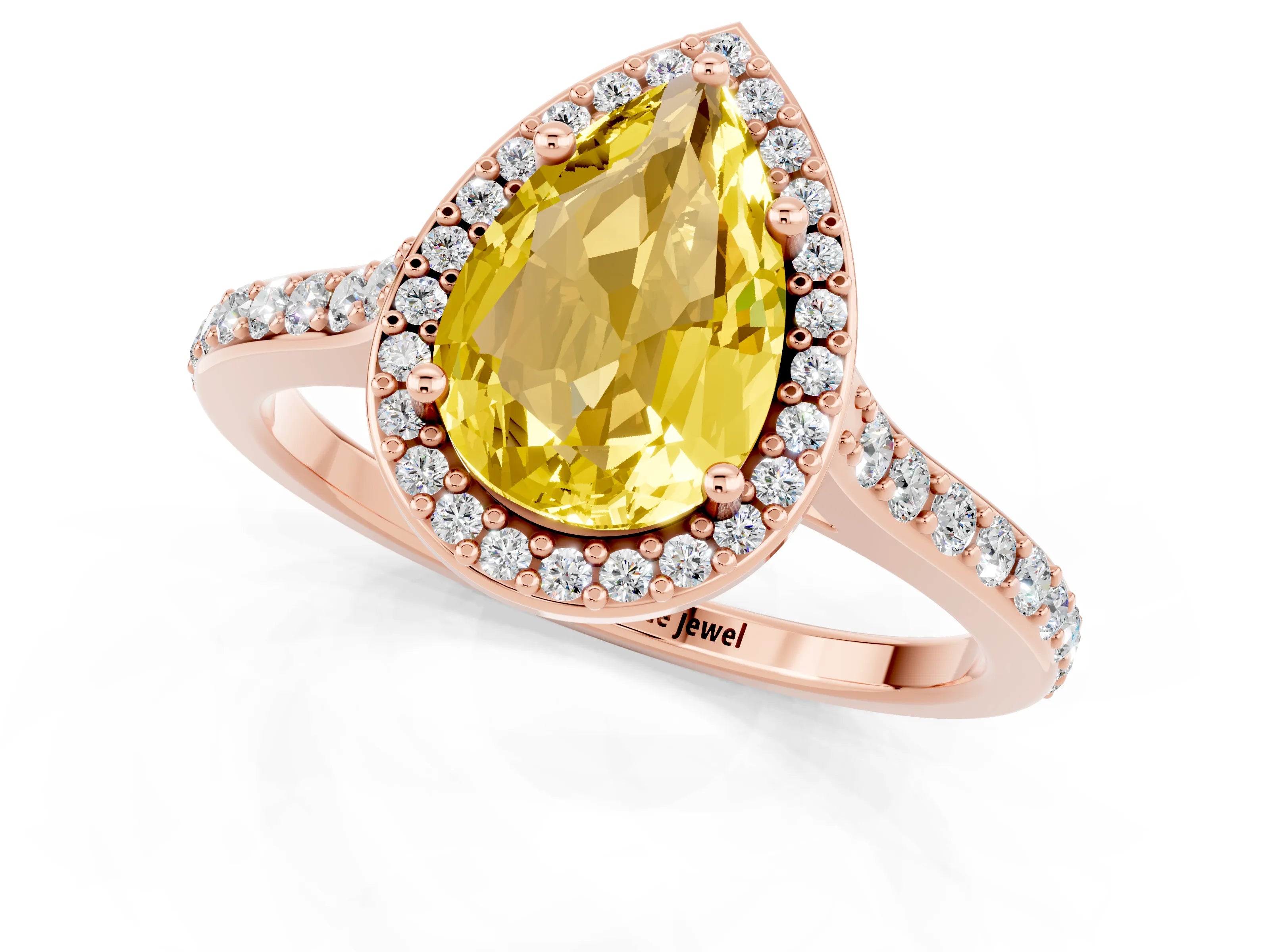 Rose gold Pear Cut Halo Round Diamond Pavé Band with Four-Prong Setting_1