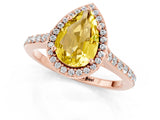 Rose gold Pear Cut Halo Round Diamond Pavé Band with Four-Prong Setting_1
