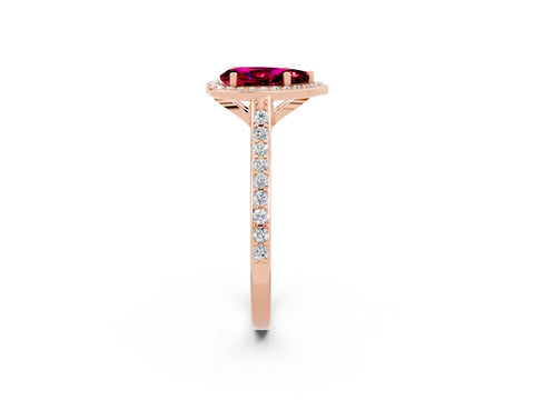 Rose gold Pear Cut Halo Round Diamond Pavé Band with Four-Prong Setting_2