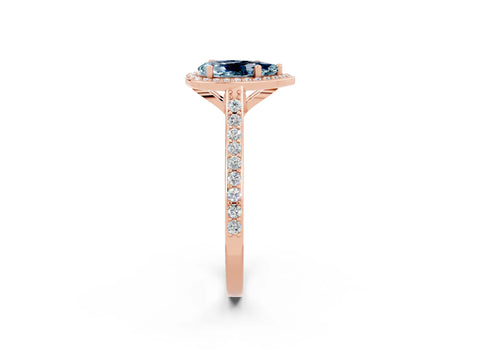 Rose gold Pear Cut Halo Round Diamond Pavé Band with Four-Prong Setting_2