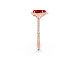 Rose gold Pear Cut Halo Round Diamond Pavé Band with Four-Prong Setting_2