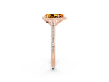 Rose gold Pear Cut Halo Round Diamond Pavé Band with Four-Prong Setting_2