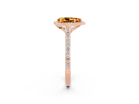 Rose gold Pear Cut Halo Round Diamond Pavé Band with Four-Prong Setting_2