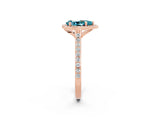 Rose gold Pear Cut Halo Round Diamond Pavé Band with Four-Prong Setting_2