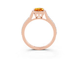 Rose gold Pear Cut Halo Round Diamond Pavé Band with Four-Prong Setting_3