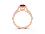 Rose gold Pear Cut Halo Round Diamond Pavé Band with Four-Prong Setting_3