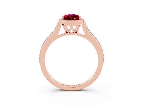 Rose gold Pear Cut Halo Round Diamond Pavé Band with Four-Prong Setting_3