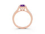 Rose gold Pear Cut Halo Round Diamond Pavé Band with Four-Prong Setting_3