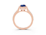 Rose gold Pear Cut Halo Round Diamond Pavé Band with Four-Prong Setting_3