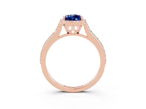 Rose gold Pear Cut Halo Round Diamond Pavé Band with Four-Prong Setting_3