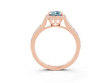 Rose gold Pear Cut Halo Round Diamond Pavé Band with Four-Prong Setting_3