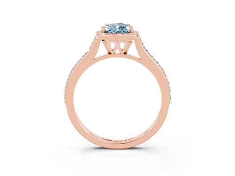 Rose gold Pear Cut Halo Round Diamond Pavé Band with Four-Prong Setting_3