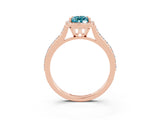 Rose gold Pear Cut Halo Round Diamond Pavé Band with Four-Prong Setting_3