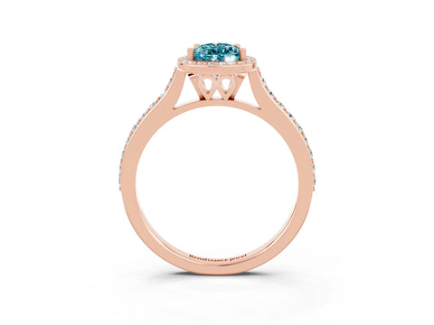 Rose gold Pear Cut Halo Round Diamond Pavé Band with Four-Prong Setting_3
