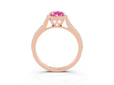 Rose gold Pear Cut Halo Round Diamond Pavé Band with Four-Prong Setting_3