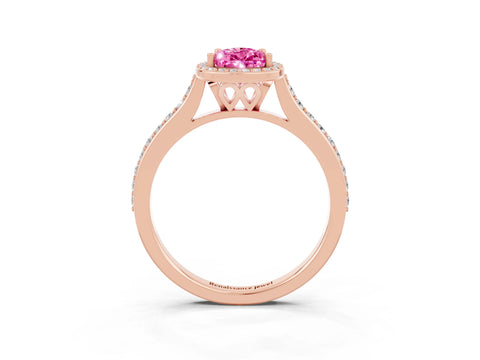Rose gold Pear Cut Halo Round Diamond Pavé Band with Four-Prong Setting_3