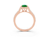 Rose gold Pear Cut Halo Round Diamond Pavé Band with Four-Prong Setting_3