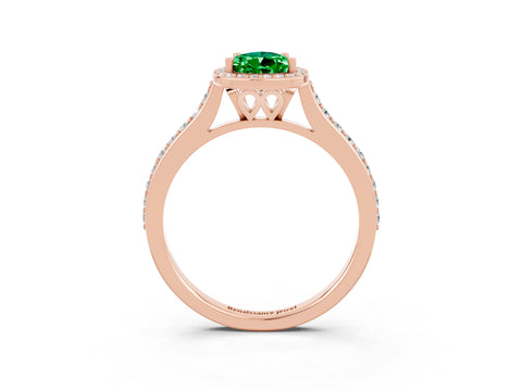 Rose gold Pear Cut Halo Round Diamond Pavé Band with Four-Prong Setting_3