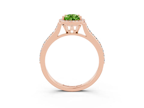 Rose gold Pear Cut Halo Round Diamond Pavé Band with Four-Prong Setting_3