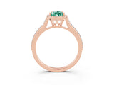 Rose gold Pear Cut Halo Round Diamond Pavé Band with Four-Prong Setting_3