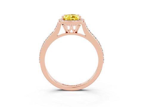 Rose gold Pear Cut Halo Round Diamond Pavé Band with Four-Prong Setting_3