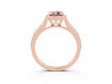 Rose gold Pear Cut Halo Round Diamond Pavé Band with Four-Prong Setting_3