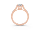 Rose gold Pear Cut Halo Round Diamond Pavé Band with Four-Prong Setting_3
