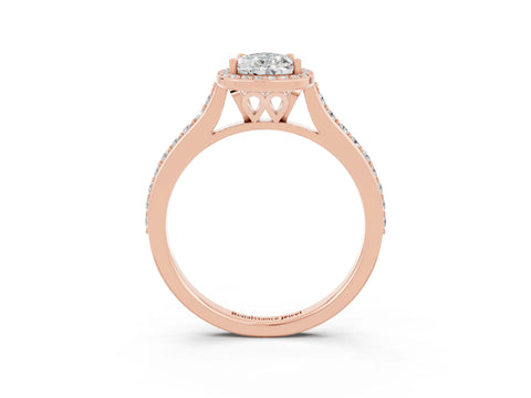 Rose gold Pear Cut Halo Round Diamond Pavé Band with Four-Prong Setting_3