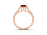 Rose gold Pear Cut Halo Round Diamond Pavé Band with Four-Prong Setting_3