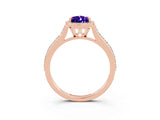 Rose gold Pear Cut Halo Round Diamond Pavé Band with Four-Prong Setting_3