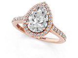 Rose gold Pear Cut Halo Round Diamond Pavé Band with Four-Prong Setting_4