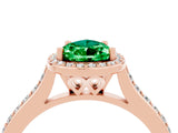 Rose gold Pear Cut Halo Round Diamond Pavé Band with Four-Prong Setting_4