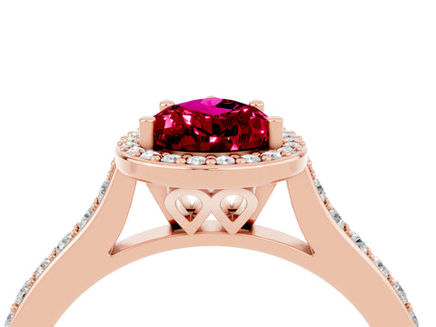 Rose gold Pear Cut Halo Round Diamond Pavé Band with Four-Prong Setting_4