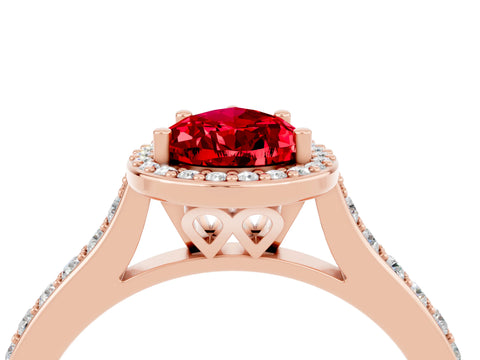 Rose gold Pear Cut Halo Round Diamond Pavé Band with Four-Prong Setting_4