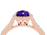 Rose gold Pear Cut Halo Round Diamond Pavé Band with Four-Prong Setting_4