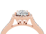 Rose gold Pear Cut Halo Round Diamond Pavé Band with Four-Prong Setting_4